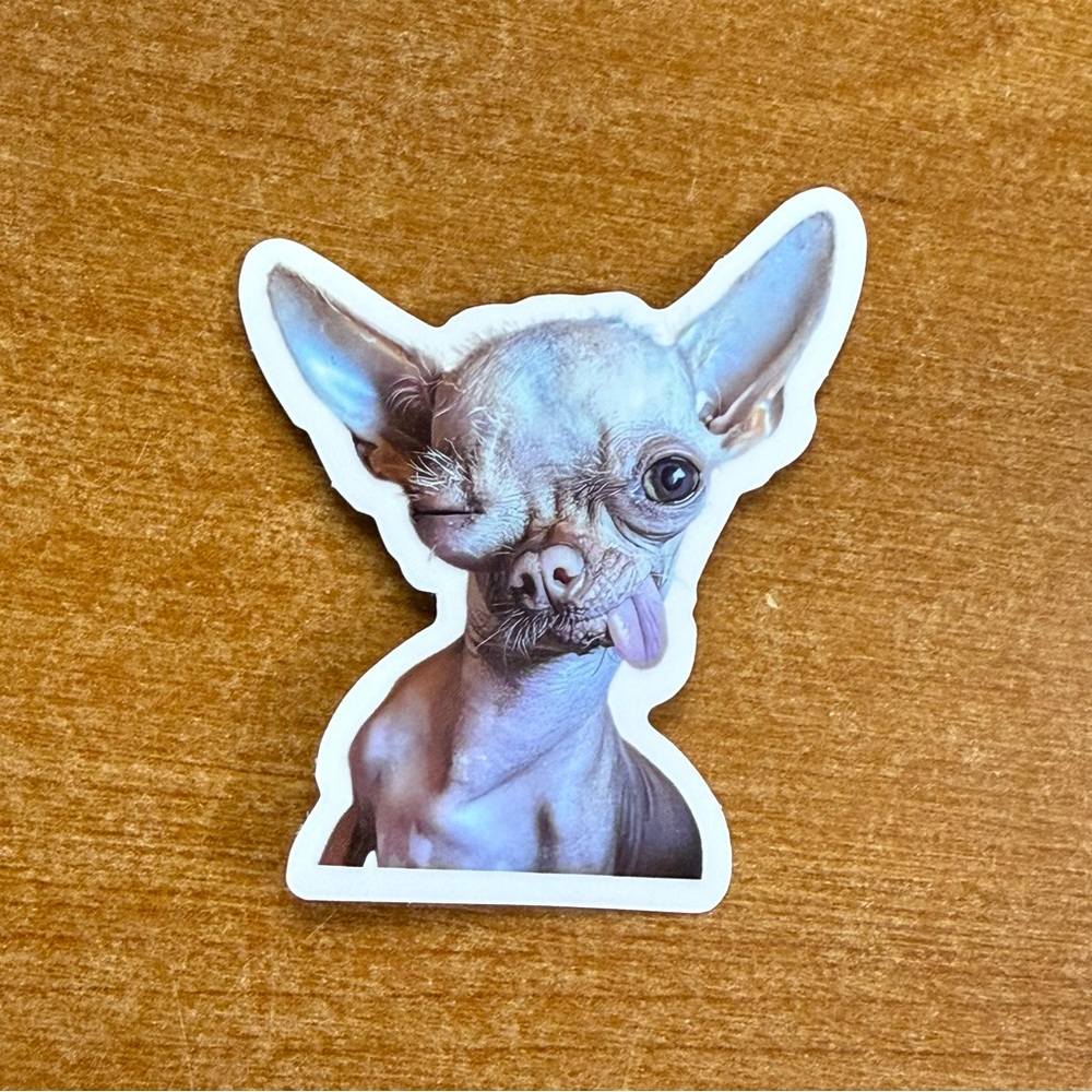 Chihuahua‎ Sticker - One-Eyed Tongue Out Dog